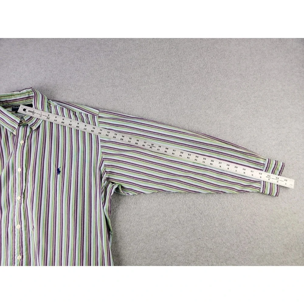 Vintage‎ Polo Ralph Lauren 17.5 XL Bright Shirt Striped Oxford Shirt Spring!